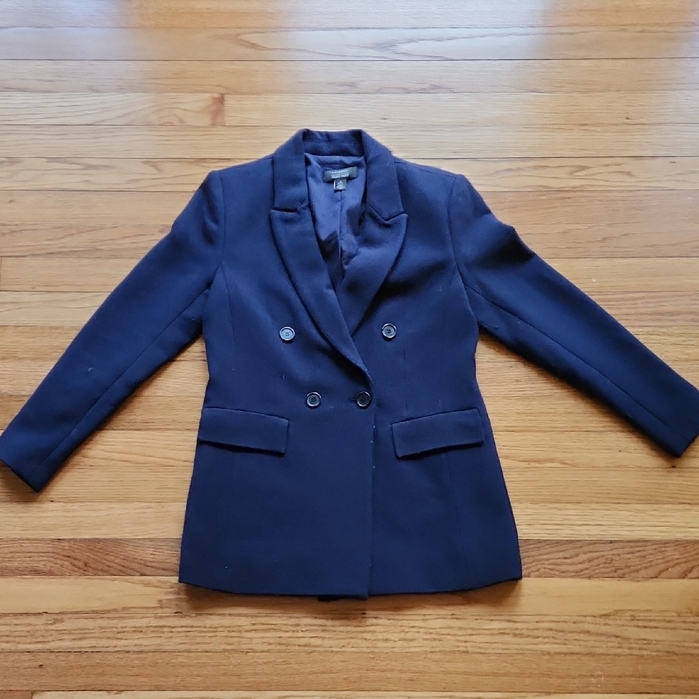 Navy Double-Breasted Women's Blazer Size Small Petite
